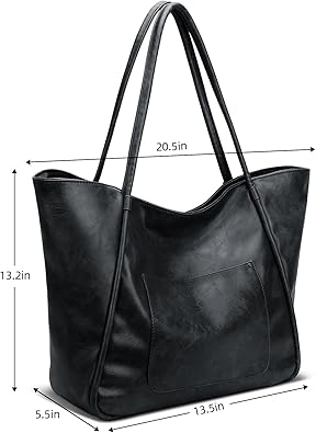 Large Tote Bag for Women with Zipper Work Leather Travel Purse and Handbags